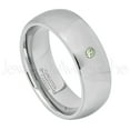 thumbnail image 1 of Personalized Tungsten Wedding Band - 0.07ct Solitaire Peridot Ring - 8mm Polished Dome Tungsten Ring - Custom Made August Birthstone Ring TN013BBS, 1 of 1