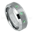 thumbnail image 1 of Personalized Tungsten Wedding Band - 0.21ctw Emerald 3-stone Band - 8mm Beveled Edge Mens Tungsten Ring - Custom Made May TN003BS, 1 of 1