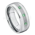 thumbnail image 1 of Personalized Tungsten Wedding Band - 0.21ctw Emerald 3-stone Band - 8mm Mens Dome Tungsten Ring - Custom Made May Birthstone Ring TN022BS, 1 of 1