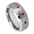 thumbnail image 1 of Personalized Tungsten Wedding Band - 0.21ctw Garnet 3-stone Band - 8mmSemi-Dome Beveled Edge Tungsten Ring - Custom Made January Birthstone Ring, 1 of 1
