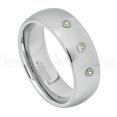 thumbnail image 1 of Personalized Tungsten Wedding Band - 0.21ctw Peridot 3-stone Band - 8mm Polished Dome Tungsten Ring - Custom Made August Birthstone Ring TN013BBS, 1 of 1