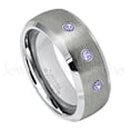 thumbnail image 1 of Personalized Tungsten Wedding Band - 0.21ctw Tanzanite 3-stone Band - 8mmSemi-Dome Beveled Edge Tungsten Ring - Custom Made December Birthstone Ring, 1 of 1