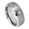 thumbnail image 1 of Personalized Tungsten Wedding Band - 0.21ctw Topaz 3-stone Band - 8mmSemi-Dome Beveled Edge Tungsten Ring - Custom Made November Birthstone Ring, 1 of 1