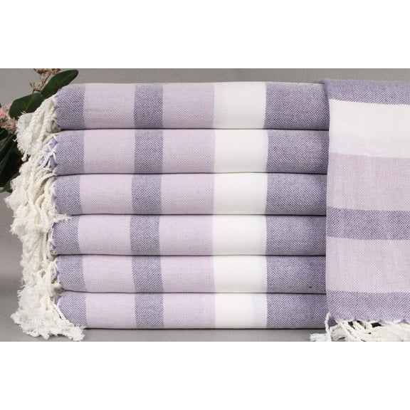 Personalized Turkish Towel, Embroidered Beach Towel, Light Lilac-Dark Lilac Towel, Striped Towel, 40x71 Inches Monogram Turkish Beach Towel,