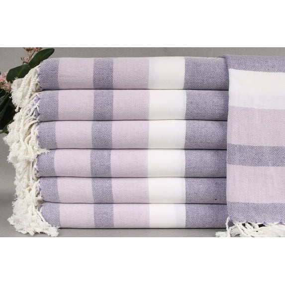 Personalized Turkish Towel, Embroidered Beach Towel, Light Lilac-Dark Lilac Towel, Striped Towel, 40x71 Inches Monogram Turkish Beach Towel,