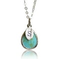 thumbnail image 1 of Personalized Turquoise Necklace, December Birthstone Necklace, Teardrop Bridesmaid Necklace, Custom Initial Necklace, Birthday Gift for Her - 16" Silver Plated, 1 of 5