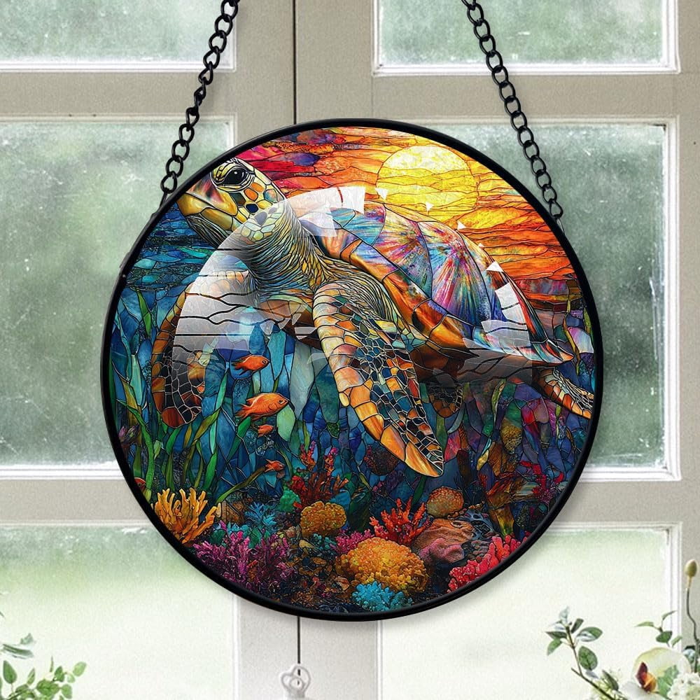 Personalized Turtle Suncatcher Stained Glass, Turtle Originally ...