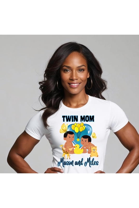 Personalized Twin Mom Tee for Celebrating Twins, Birthday Shirt, Mom Life, Family Matching Outfits, Baby Shower Gift, Mother's Day Shirt