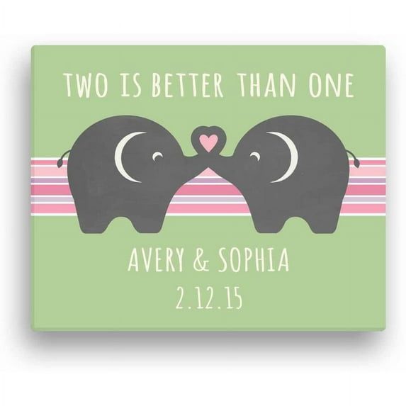 Personalized Twins 16" x 20" Canvas, Two Girls