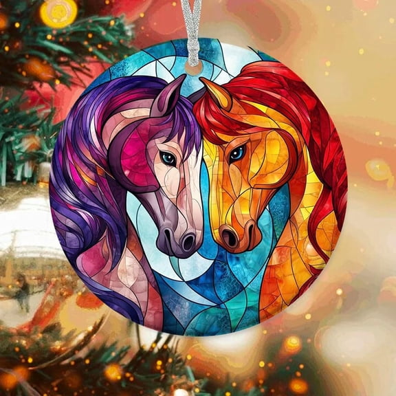 Personalized Two Horses Ornaments 2025, Two Horses Xmas Gifts Ideas, Two Horses Suncatcher, Christmas Tree Ornament nOVPZt