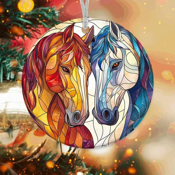 Personalized Two Horses Tree Ornaments, Two Horses Xmas Gifts Ideas, Two Horses Christmas Dcor, Xmas Decorations ReHESl