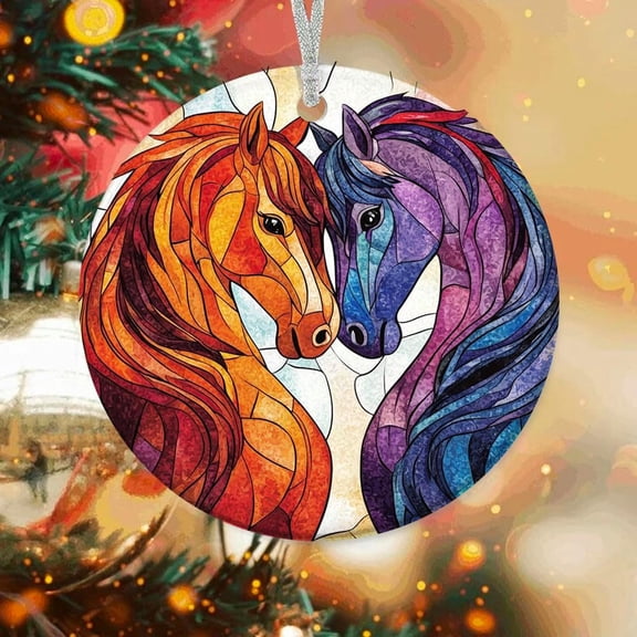 Personalized Two Horses Tree Ornaments, Two Horses Xmas Gifts Ideas, Two Horses Christmas Dcor, Xmas Decorations vIVzqo