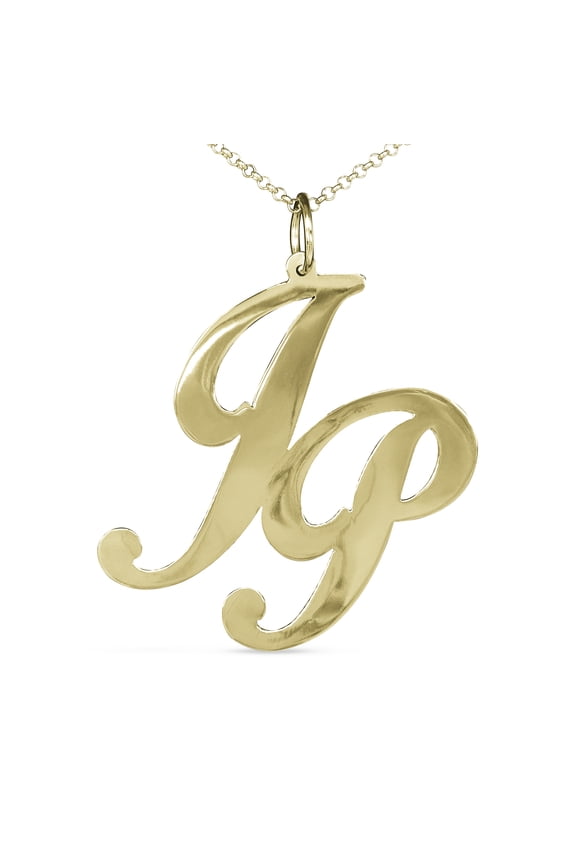 Personalized Two Initial Pendant Necklace Monogram in 14kt Gold Plated Sterling Silver
