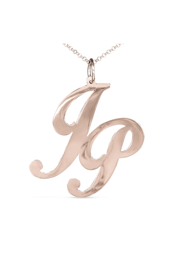 Personalized Two Initial Pendant Necklace Monogram in 14kt Rose Gold Plated Sterling Silver