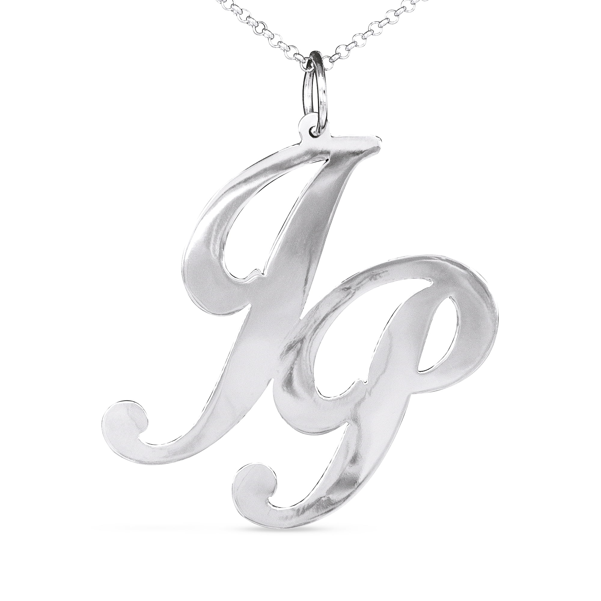 Personalized Two Initial Pendant Necklace Monogram in Sterling Silver