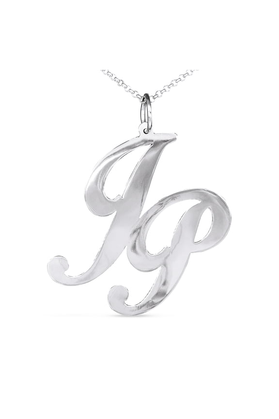 Personalized Two Initial Pendant Necklace Monogram in Sterling Silver