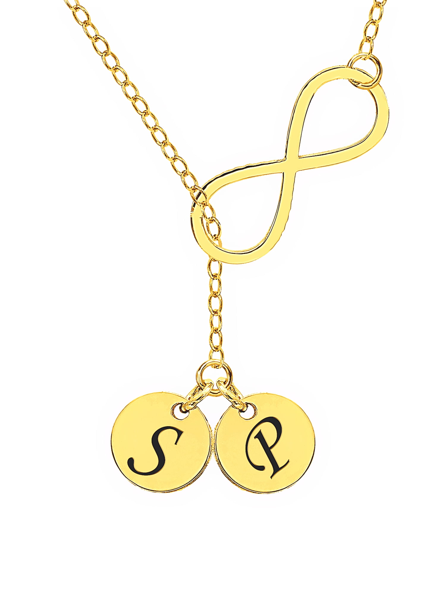 Personalized Two-Initial Round Circle Pendant with Infinity