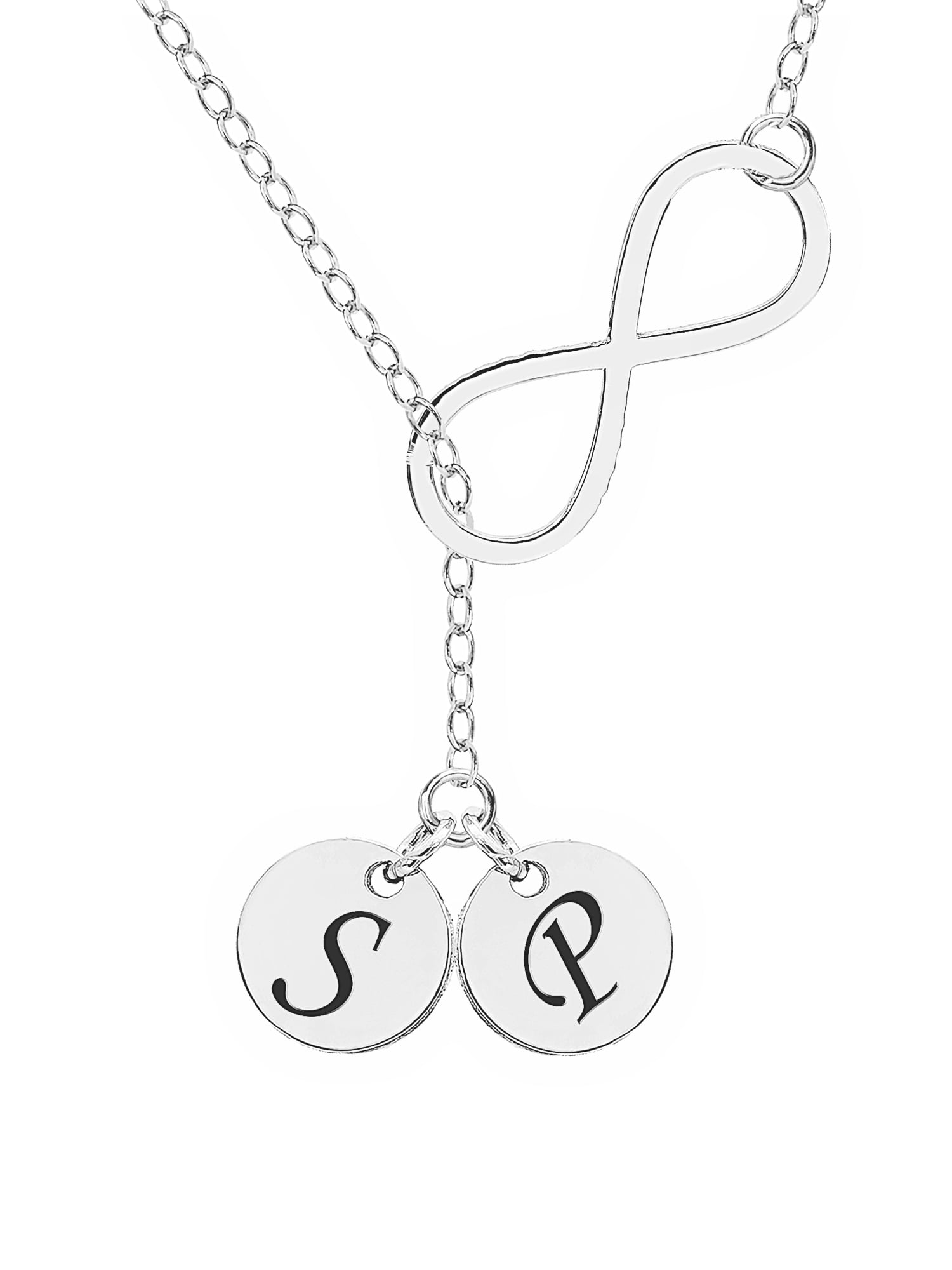 Personalized Two-Initial Round Circle Pendant with Infinity