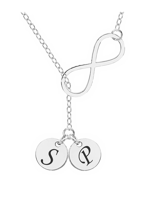 Personalized Two-Initial Round Circle Pendant with Infinity