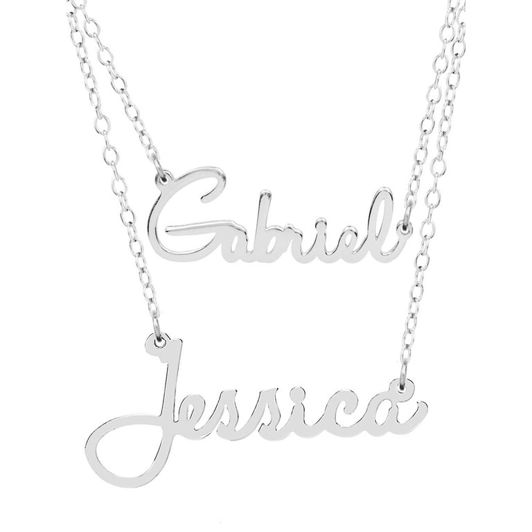 Double chain cheap name necklace