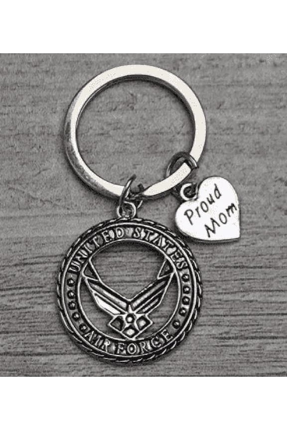 Personalized US Air Force Proud Mom Keychain, Custom Military Airforce Key Ring Gift for Moms