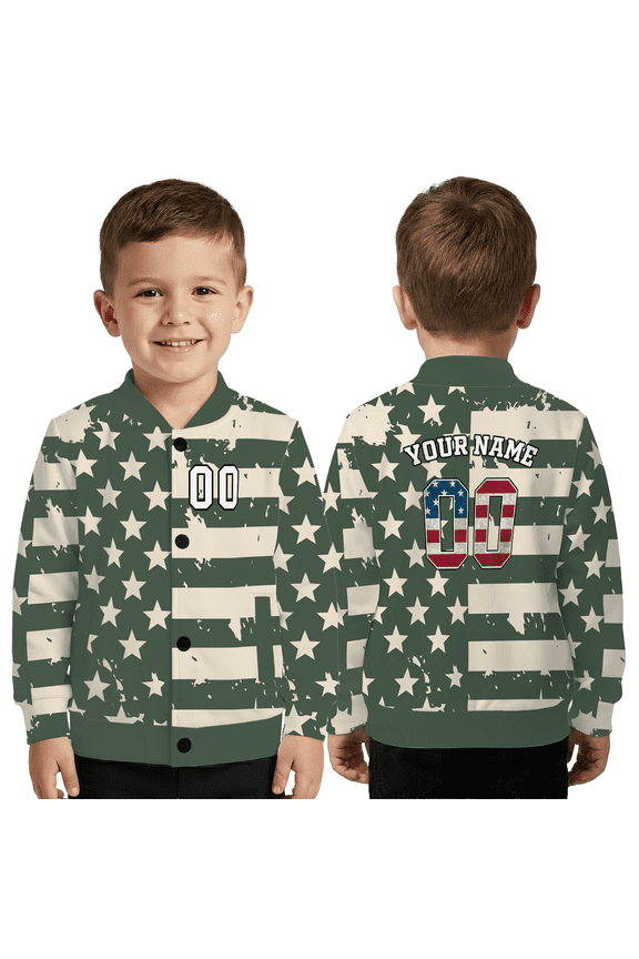 Personalized USA Flag Baseball Jacket, Personalized Number Patriotic Style Baseball Jacket, Custom Name Number Camo Style Patriotic Jacket