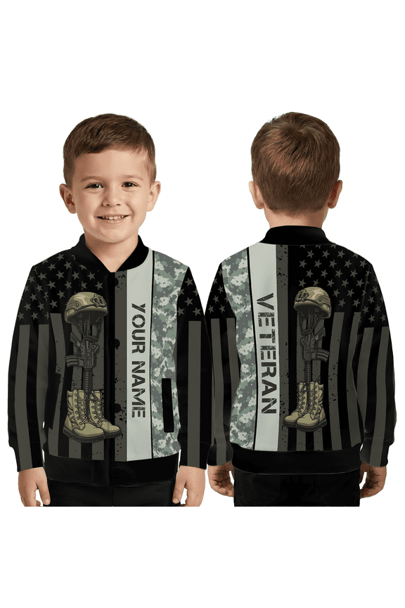 Personalized USA Patriotic Style Jacket, Military Inspired Style Coat, American Theme Baseball Jacket