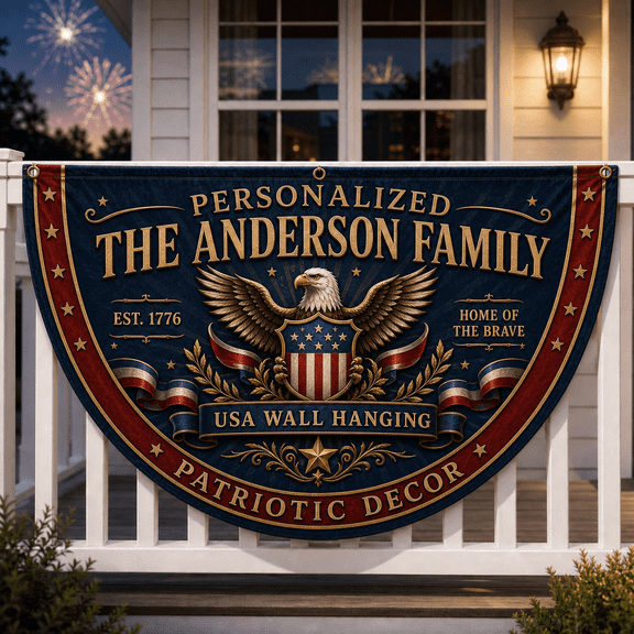 Personalized USA Wall Hanging Flag 250 Patriotic Family Porch Banner Gift