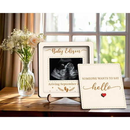 Personalized Ultrasound Magnet, Baby Arrival Announcement Fridge Magnet, Custom Sonogram Photo Reveal Sign, Pregnancy Reveal Gift