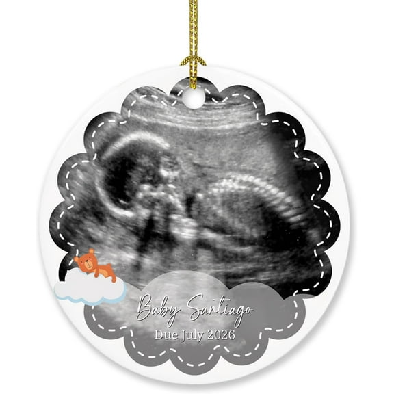 Personalized Ultrasound PhoTo Frames Bump's First Christmas Ornament 2025, PhoTo Bump's 1st Christmas Ornaments Gift for Expecting Mom Dad Grandparents, Custom New Baby's Name & Picture Xmas Ornament
