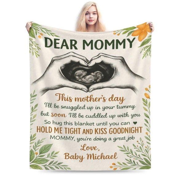Personalized Ultrasound Photo Blanket - Customized New Mom Blanket for Expecting Mothers, Ultrasound Image Blanket from Husband 50x40