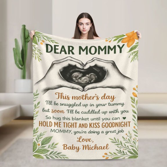 Personalized Ultrasound Photo Blanket - Customized New Mom Blanket for Expecting Mothers, Ultrasound Image Blanket from Husband 80x60