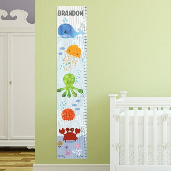 Personalized Under The Sea Sticky Removable Growth Chart Canvas