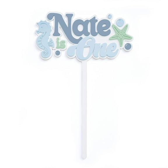 Personalized Under the Sea Baby Boy Acrylic Cake Topper