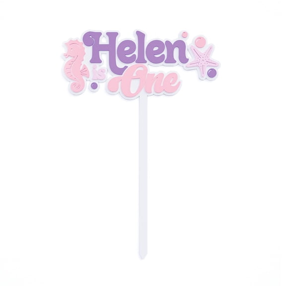 Personalized Under the Sea Baby Girl Acrylic Cake Topper
