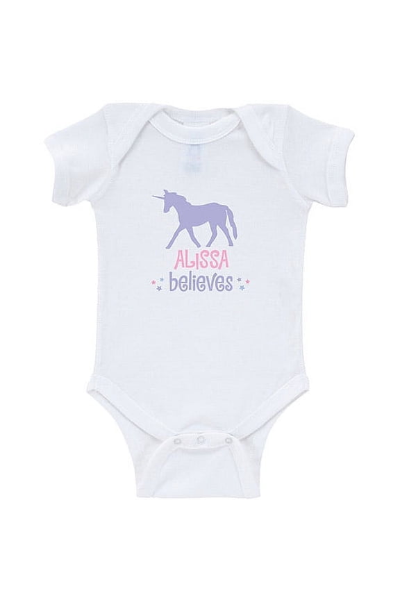Personalized Unicorn Baby Girl White Creeper