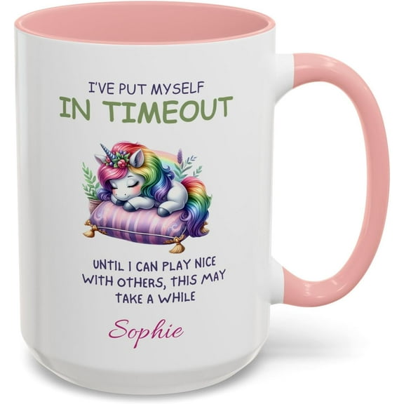 Personalized Unicorn Mug, Name & Font Customization, Rainbow Unicorn Coffee Cup, 11oz , Five Color Options Available