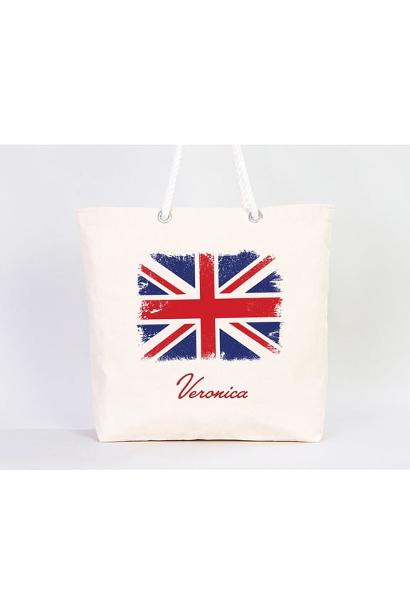 Personalized Union Jack Beach Tote Bag Your Stylish Summer Essential for Beachside Adventu
