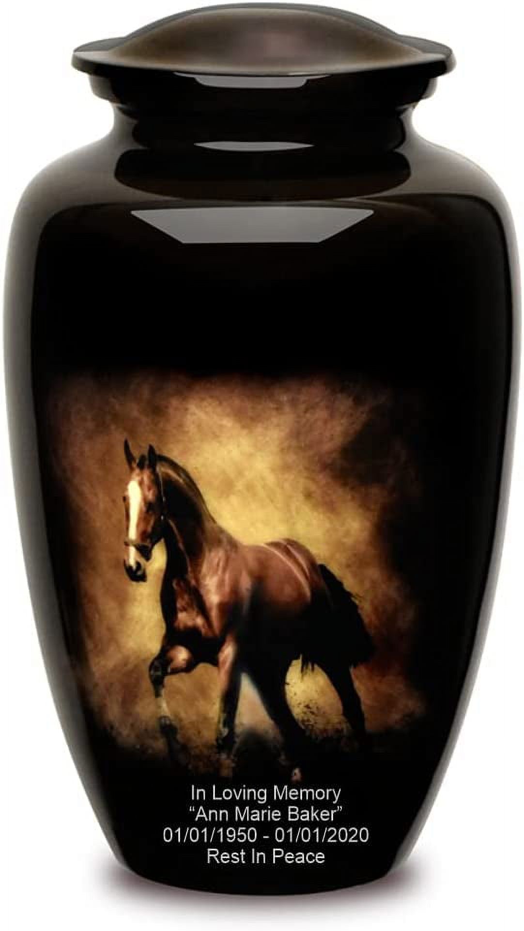 Personalized Urns for Human Ashes, Customized Brown Horse Adult