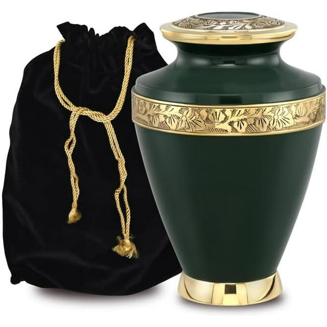 Personalized Urns for Human Ashes, Customized Elegance Green Adult