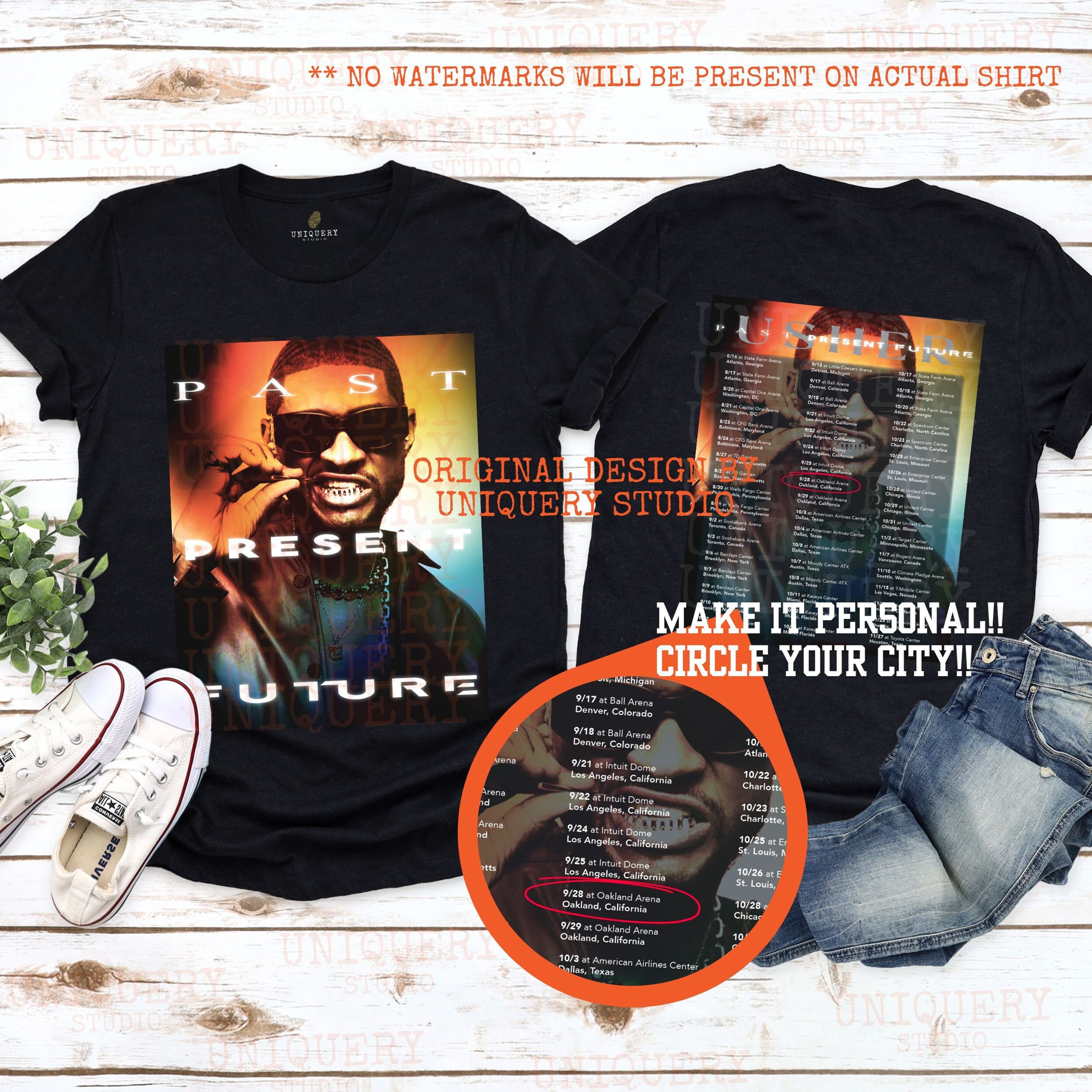 Personalized Usher Past Present Future Tour Concert Tee Usher Tour