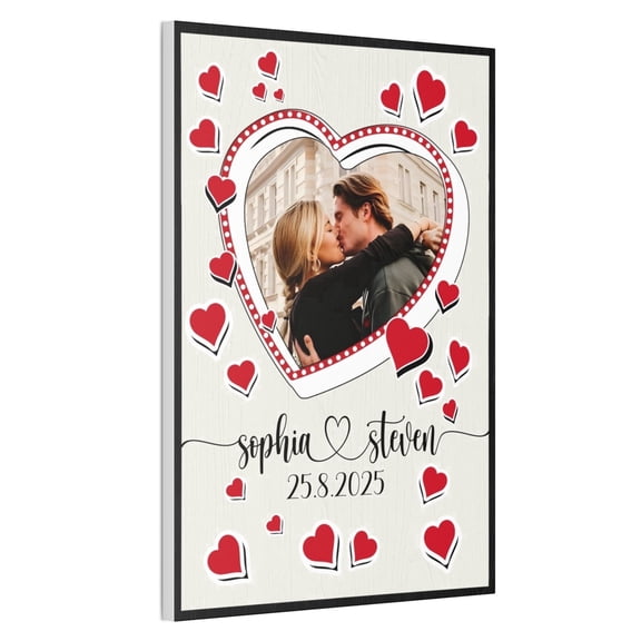 Personalized Valentines Day Canvas Photo Print  Custom Couple, Family & Pet Framed Picture Gift  Ready to Hang, Romantic Wall Art for Him & Her D3 ( 8x12 in)