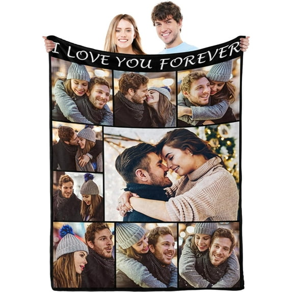 Personalized Valentine's Day Gifts for Boyfriend Girlfriend, Custom Photo Blankets with Names, I Love You Birthday Gifts for Wife Husband Her Him Anniversary Wedding Couple Gifts