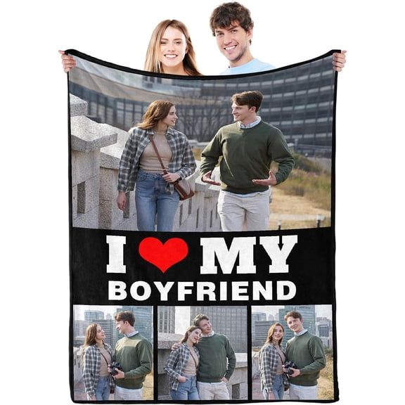 Personalized Valentine's Day Gifts for Boyfriend Girlfriend, Custom Photo Blankets with Names, I Love You Birthday Gifts for Wife Husband Her Him Anniversary Wedding Couple Gifts