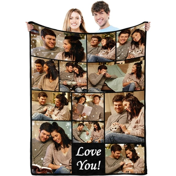 Personalized Valentine's Day Gifts for Boyfriend Girlfriend, Custom Photo Blankets with Names, I Love You Birthday Gifts for Wife Husband Her Him Anniversary Wedding Couple Gifts