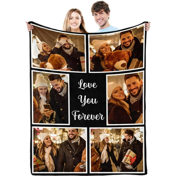 Personalized Valentine's Day Gifts for Boyfriend Girlfriend, Custom Photo Blankets with Names, I Love You Birthday Gifts for Wife Husband Her Him Anniversary Wedding Couple Gifts