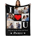 thumbnail image 1 of Personalized Valentines Day Blanket Gifts for Him Her, I Love You Gifts for Boyfriend, Custom Photo Blanket for Girlfriend Gifts, Birthday Gift for Couples Wife Husband Men Women Blankets, 1 of 5