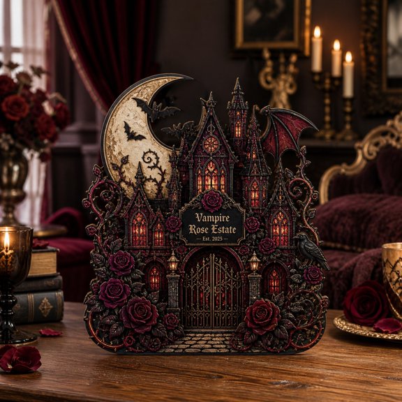 Personalized Vampire Rose Estate 3-Layer Wooden Block