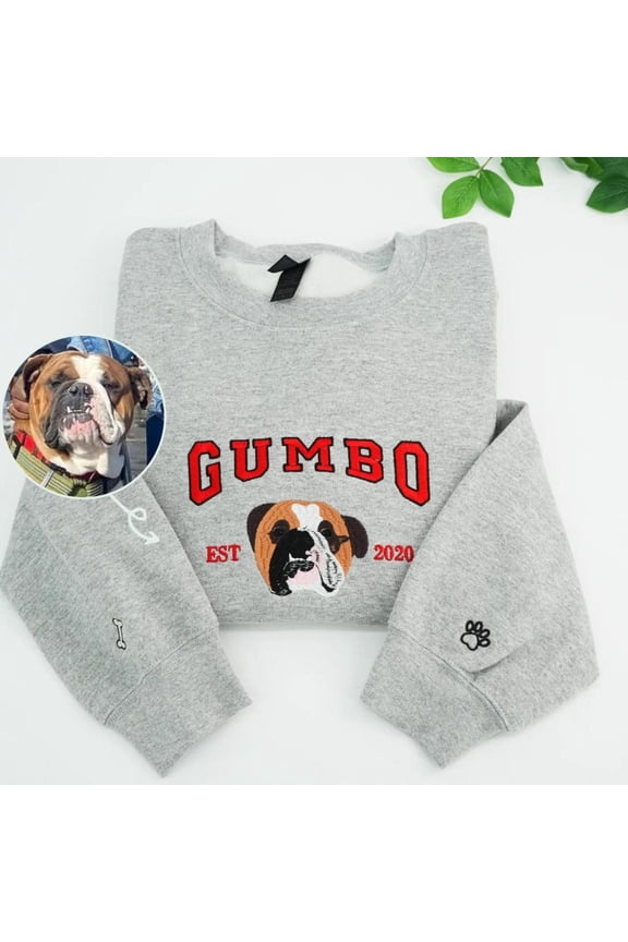 Personalized Varsity Dog Embroidered Sweatshirts, Custom Embroidered Sweatshirt