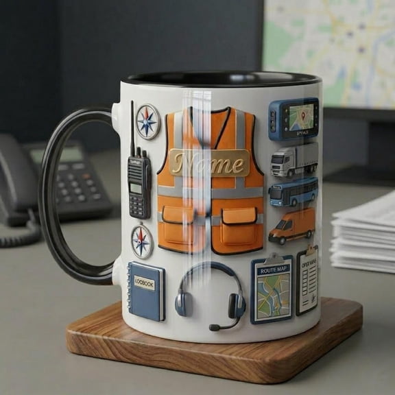 Personalized Vehicle Dispatcher Mug, Faux 3D Effect Mug, Fleet Control Coffee Cup, Dispatch Center Mug, Work Mode Gift